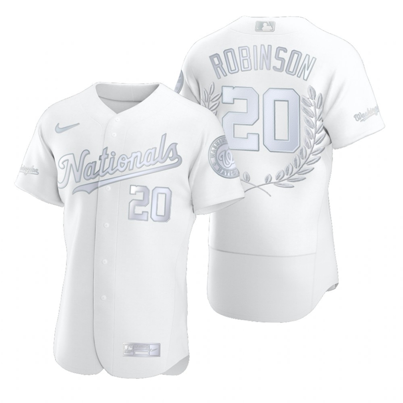 Washington Nationals #20 Frank Robinson Men Nike Platinum MLB MVP Limited Player Edition Jersey